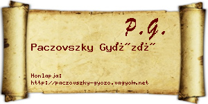 Paczovszky Győző névjegykártya